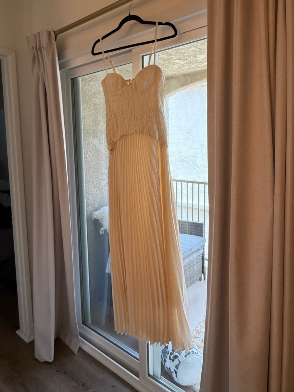 Daniella Lace Corset Pleated Maxi Dress - Cream